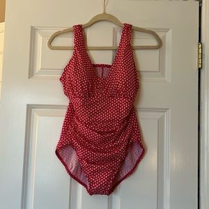 Lands End (14P) pink and white bathing suit